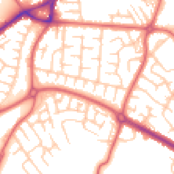 Daytime road noise heatmap for SR3 1NA