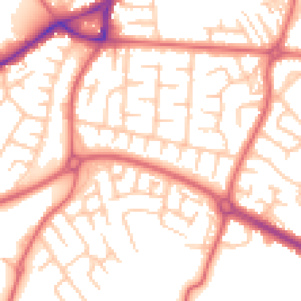 Daytime road noise heatmap for SR3 1NB