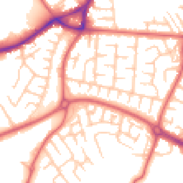Daytime road noise heatmap for SR3 1NE