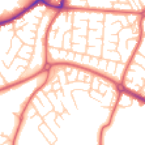 Daytime road noise heatmap for SR3 1PW