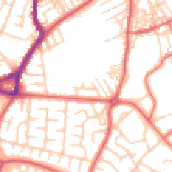 Daytime road noise heatmap for SR3 1XJ