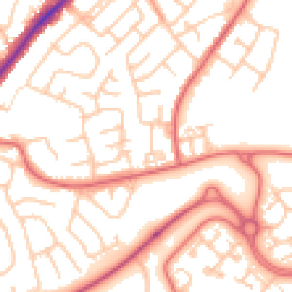 Daytime road noise heatmap for SR3 3EU