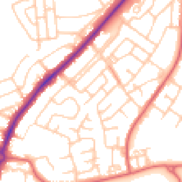 Daytime road noise heatmap for SR3 3JJ