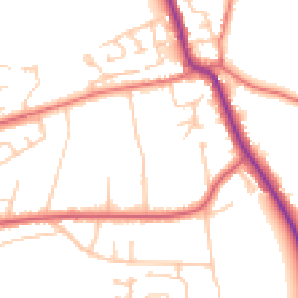 Daytime road noise heatmap for SR6 7RJ