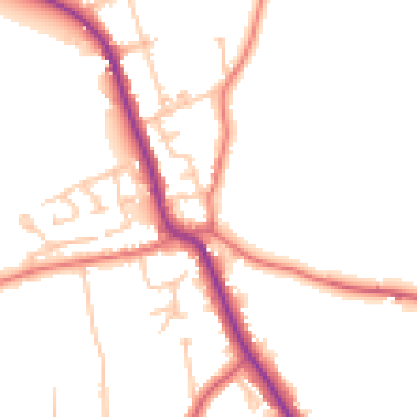 Daytime road noise heatmap for SR6 7UZ