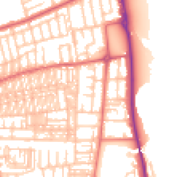 Daytime road noise heatmap for SR6 9DT