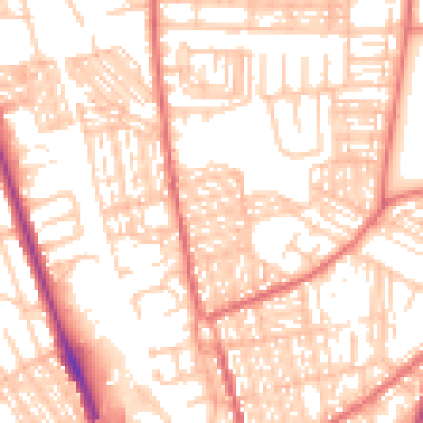 Daytime road noise heatmap for SR6 9RD