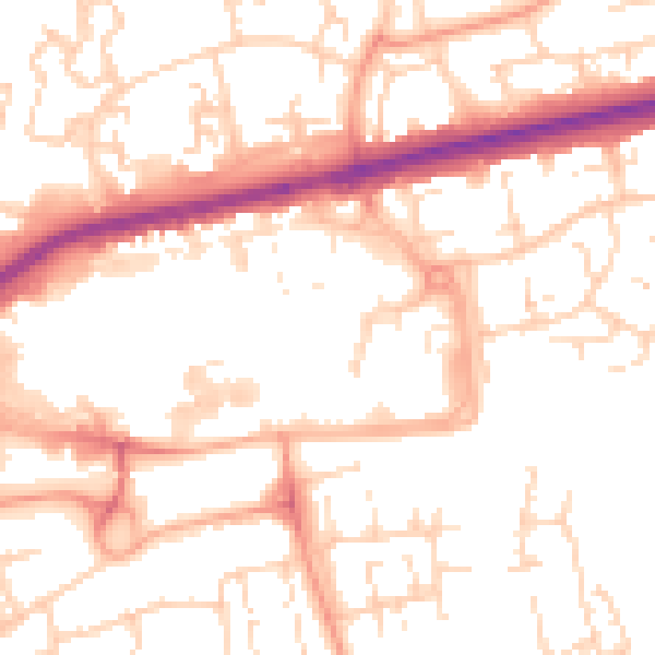 Daytime road noise heatmap for SS14 1ET