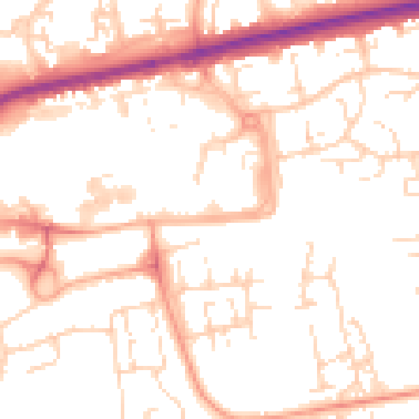 Daytime road noise heatmap for SS14 1FU