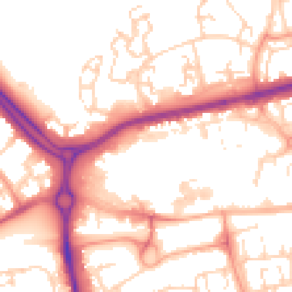 Daytime road noise heatmap for SS14 1GJ