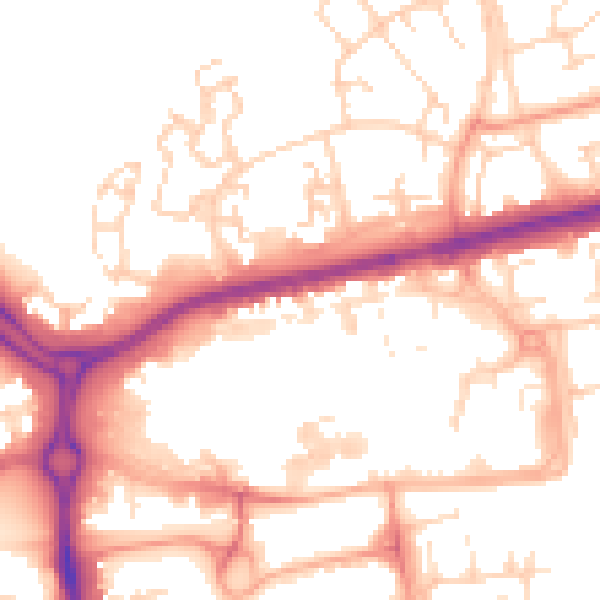Daytime road noise heatmap for SS14 1GR
