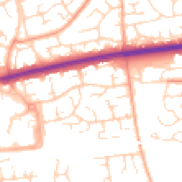 Daytime road noise heatmap for SS14 1JP