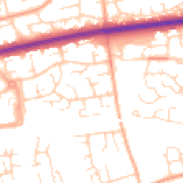 Daytime road noise heatmap for SS14 1NE