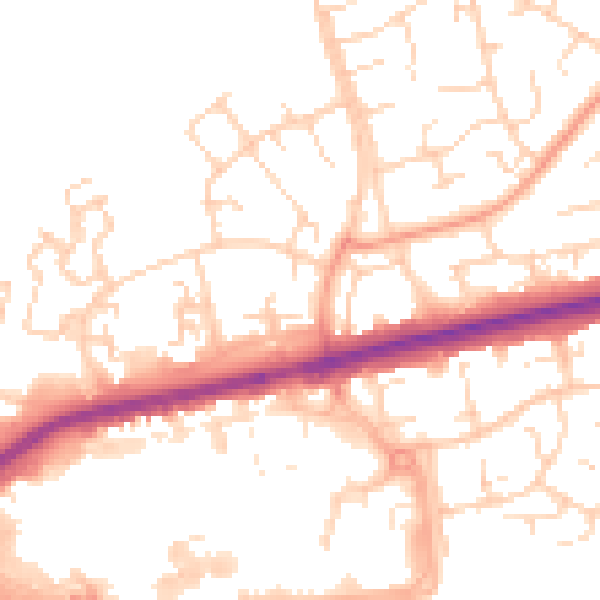 Daytime road noise heatmap for SS14 2AE