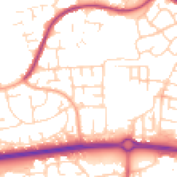 Daytime road noise heatmap for SS14 2RN
