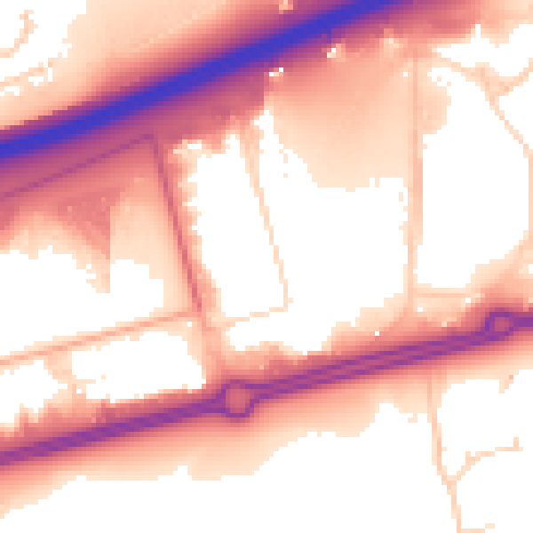 Daytime road noise heatmap for SS14 3BS