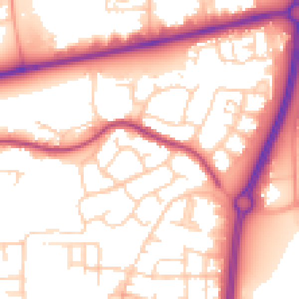 Daytime road noise heatmap for SS14 3PJ