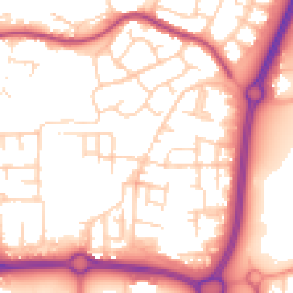 Daytime road noise heatmap for SS14 3SQ