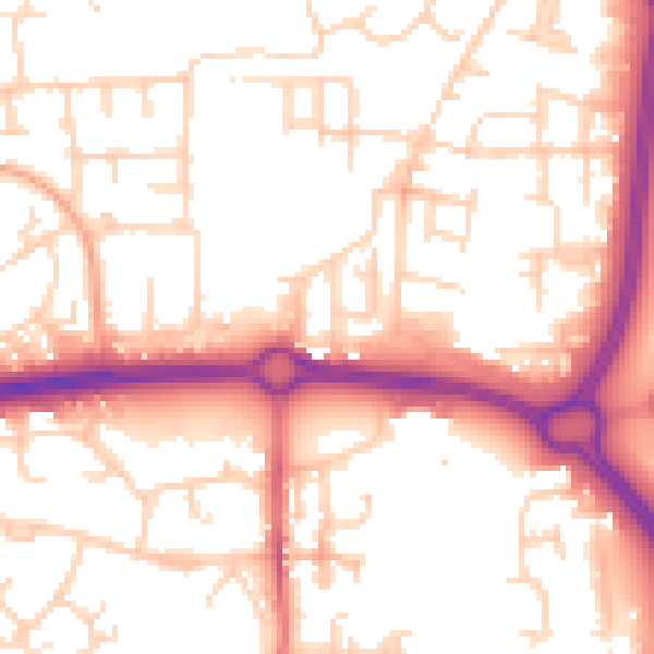 Daytime road noise heatmap for SS14 3SY