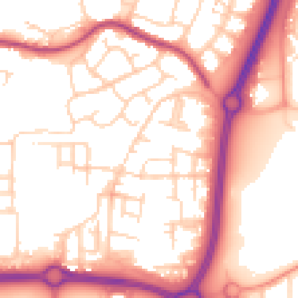 Daytime road noise heatmap for SS14 3TA