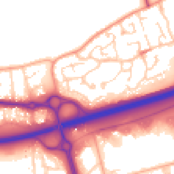 Daytime road noise heatmap for SS15 4DQ
