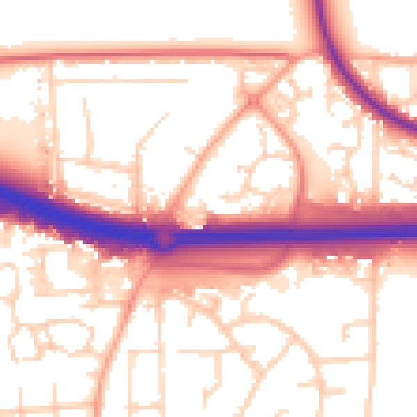 Daytime road noise heatmap for SS15 4DS