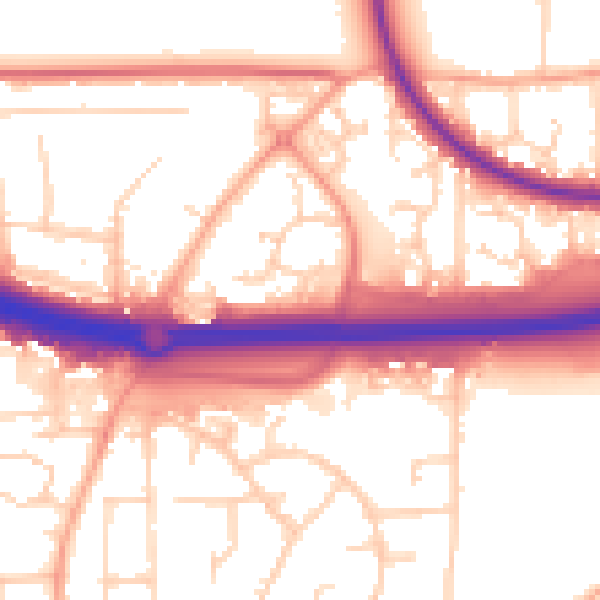 Daytime road noise heatmap for SS15 4DZ
