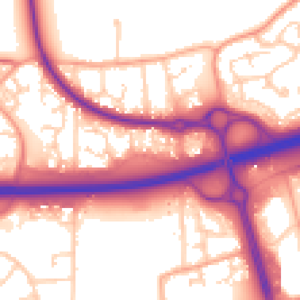 Daytime road noise heatmap for SS15 4HE