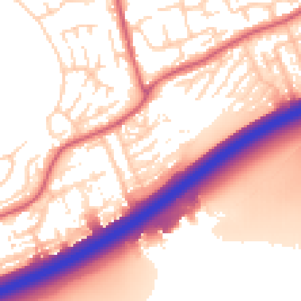 Daytime road noise heatmap for SS16 4SX