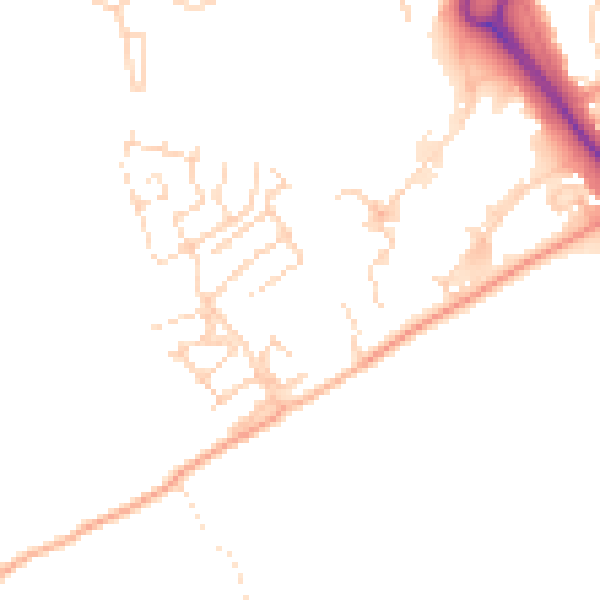 Daytime road noise heatmap for SS16 5NW