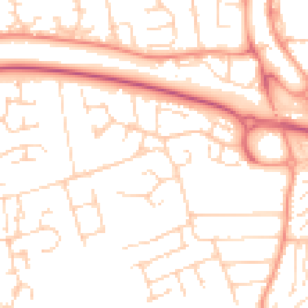 Daytime road noise heatmap for SS16 6BZ