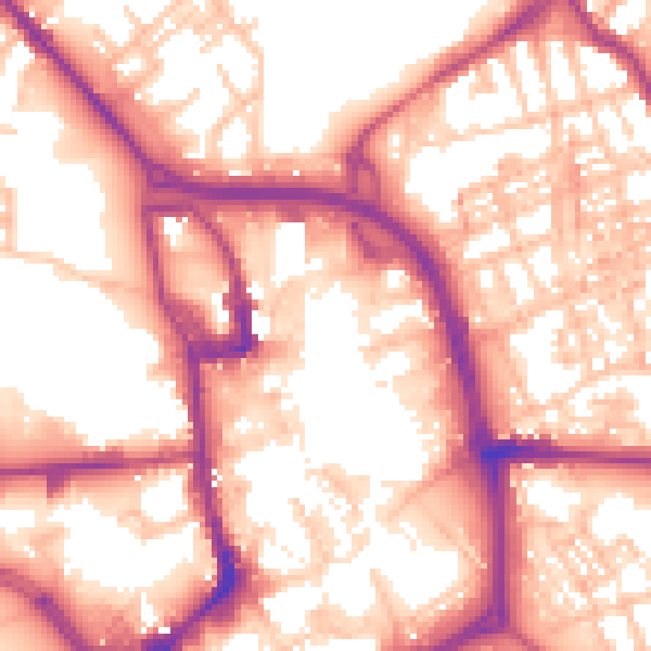 Daytime road noise heatmap for ST1 1RZ