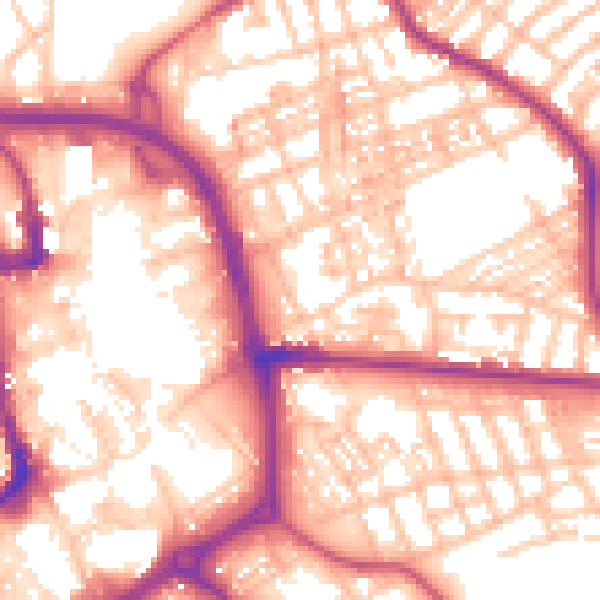 Daytime road noise heatmap for ST1 2DA