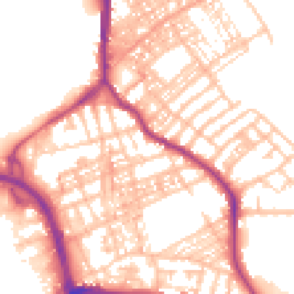 Daytime road noise heatmap for ST1 2DD