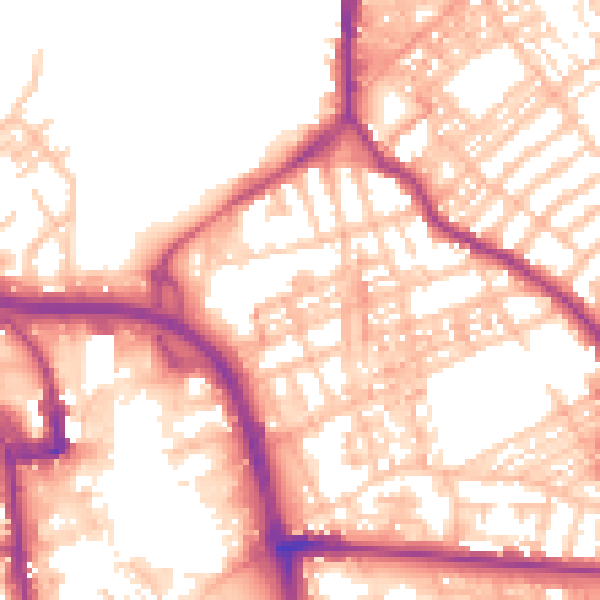 Daytime road noise heatmap for ST1 2JA