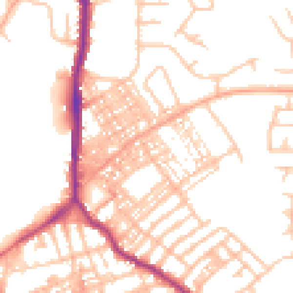 Daytime road noise heatmap for ST1 2NA