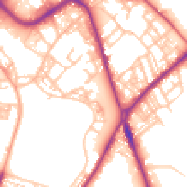 Daytime road noise heatmap for ST1 3AJ