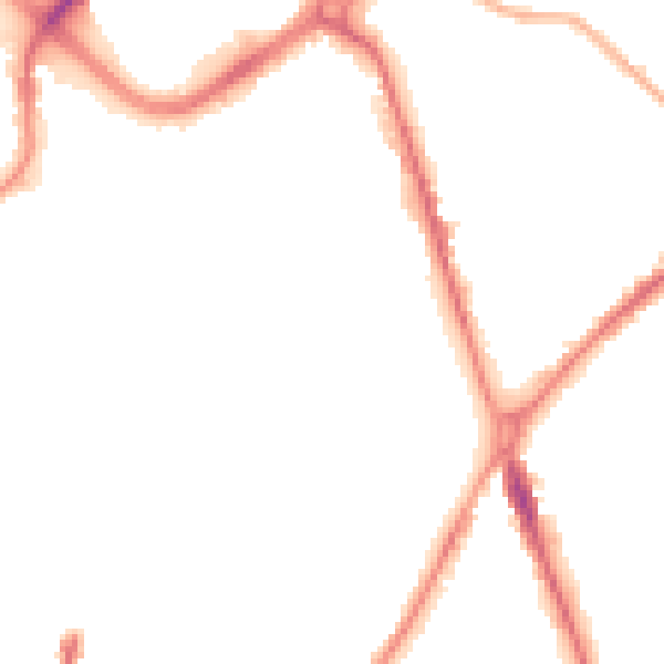 Night-time road noise heatmap for ST1 3BG