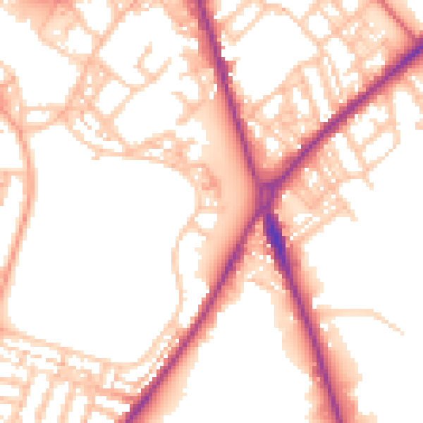 Daytime road noise heatmap for ST1 3DU