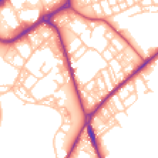 Daytime road noise heatmap for ST1 3EQ
