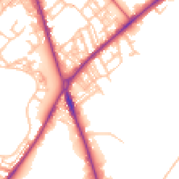 Daytime road noise heatmap for ST1 3JA