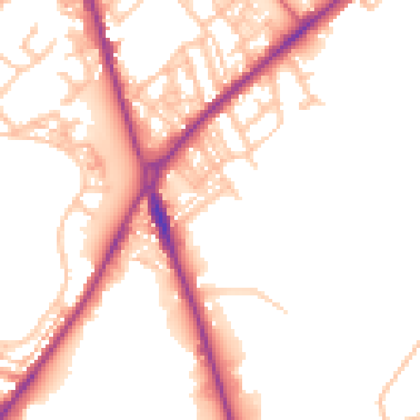 Daytime road noise heatmap for ST1 3JD