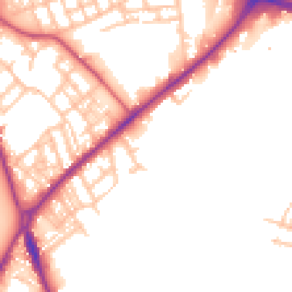 Daytime road noise heatmap for ST1 3NL