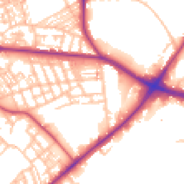 Daytime road noise heatmap for ST1 3NS
