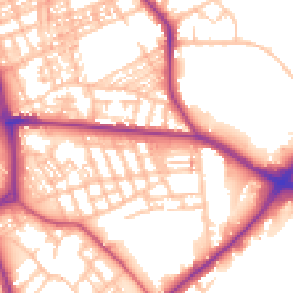 Daytime road noise heatmap for ST1 3NY