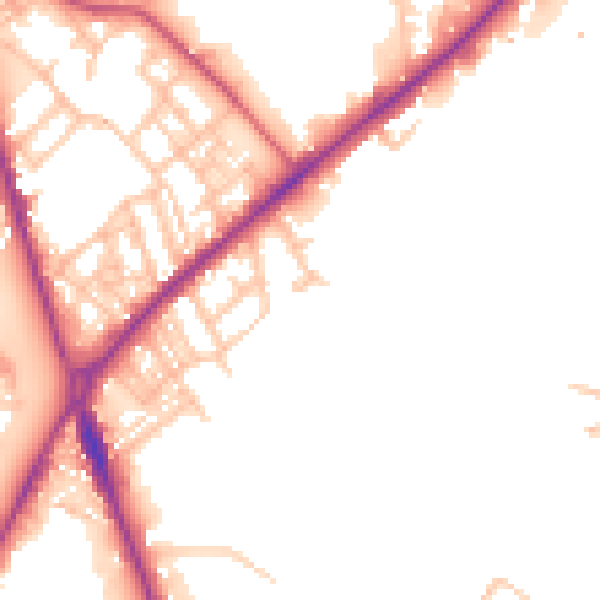Daytime road noise heatmap for ST1 3PB