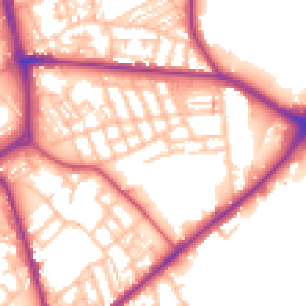 Daytime road noise heatmap for ST1 3RG