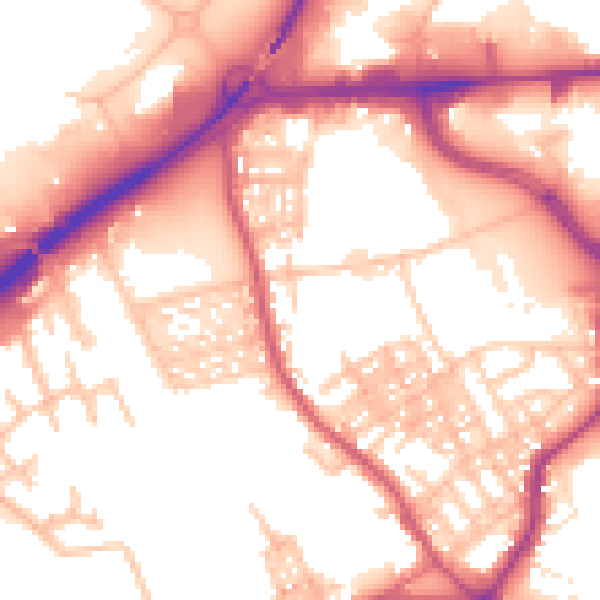 Daytime road noise heatmap for ST1 4BB
