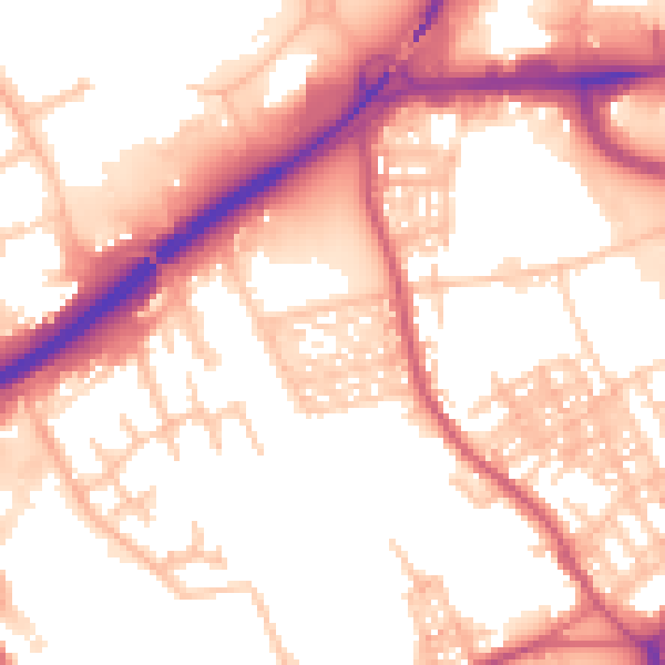 Daytime road noise heatmap for ST1 4BX
