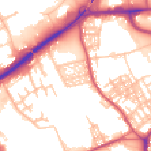 Daytime road noise heatmap for ST1 4BZ